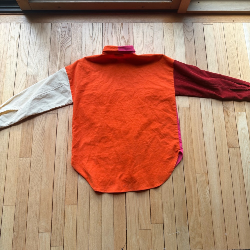 Vici Vibrant Pink, Orange, and Cream corduroy Button Down Shirt - Picture 5 of 5